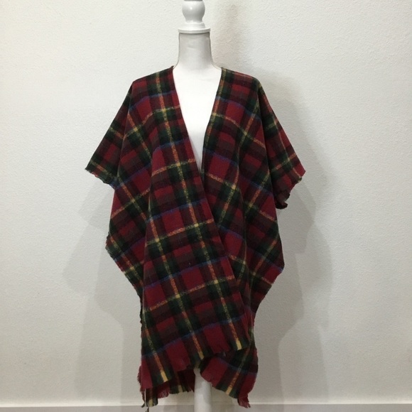 STYLINE Sweaters - STYLINE Plaid Open Front Poncho